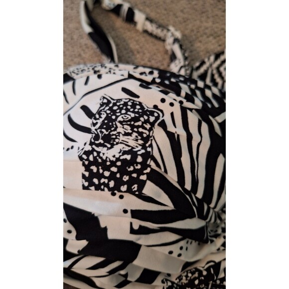 Coco Reef Contour Athena Draped Halter Bra Sized Bikini Top Black White 10/34C-D - Picture 1 of 9